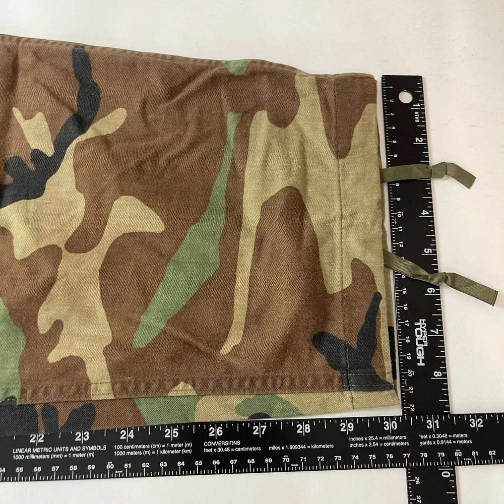 VTG Military BDU Pants Mens Medium Short Green Brown Woodland Camo Cargo Canvas